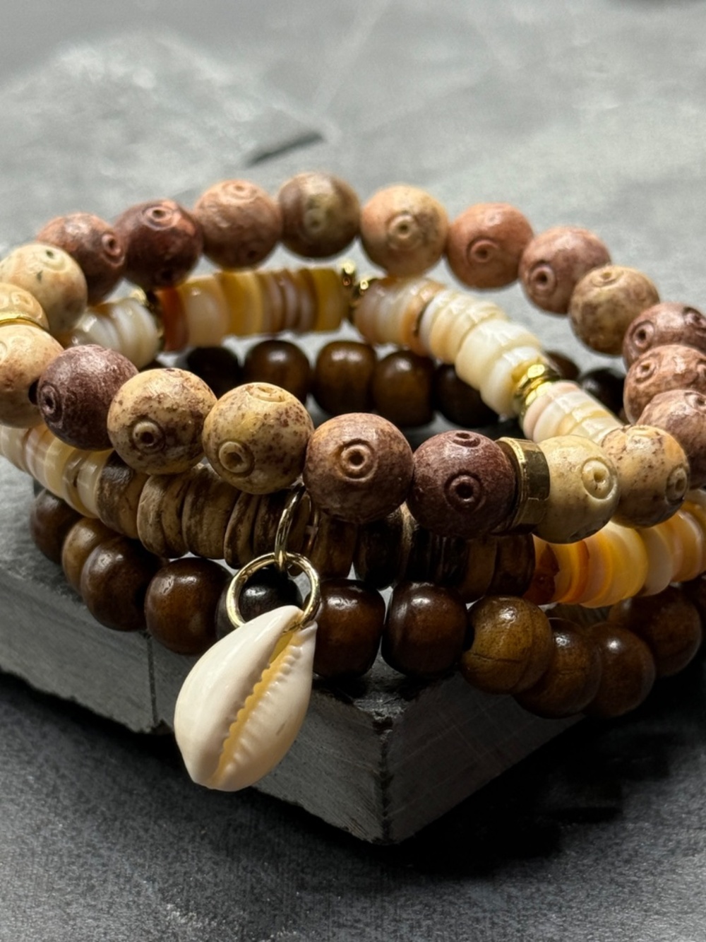 Boho Gemstone Beaded Bracelet Set, Beach Jewelry, Handmade Stretch Layered Set
